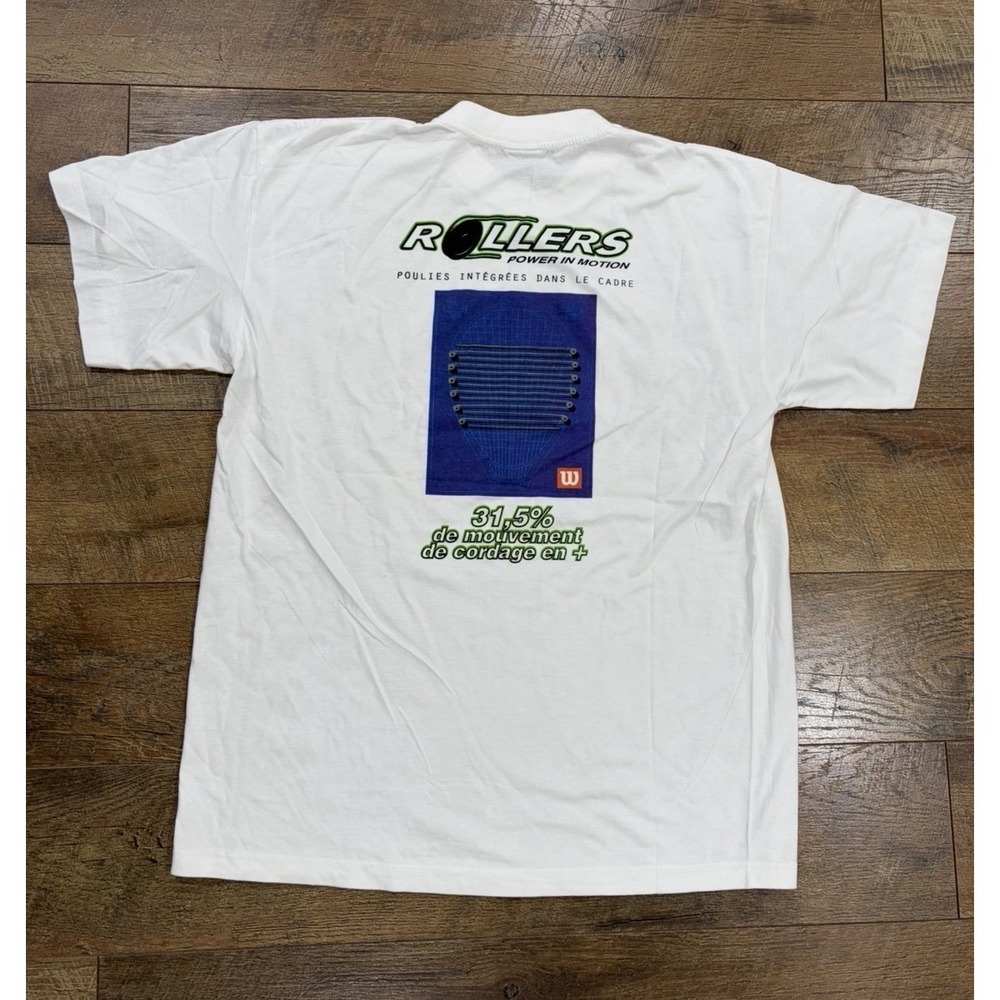 Vintage 90s Wilson Rollers Tennis Italian Promo Tee White XL Double Sided